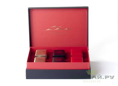 Подарочная упаковка с сумкой  # 17632 коробка черного цвета  шесть баночек для хранения чая