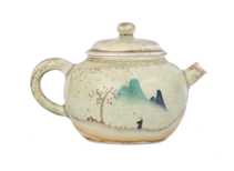 Чайник # 33843 дровяной обжиг ручная роспись керамика Дэхуа 155 мл